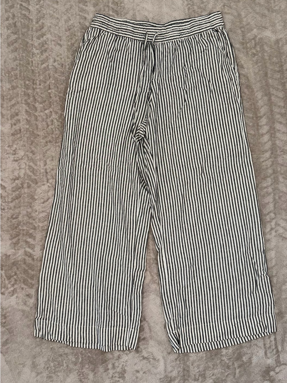 A New Day Black & White Striped Wide Leg Like Linen Pants XL Indie Boho